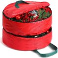 thumbnail image 1 of Double Layer Christmas Wreath Storage Container Bag Wreath Storage Pure Color Seasonal Garland Holiday Container Festive Box with Dual Zippers and Handles for Xmas(30 Inch,Red), 1 of 7