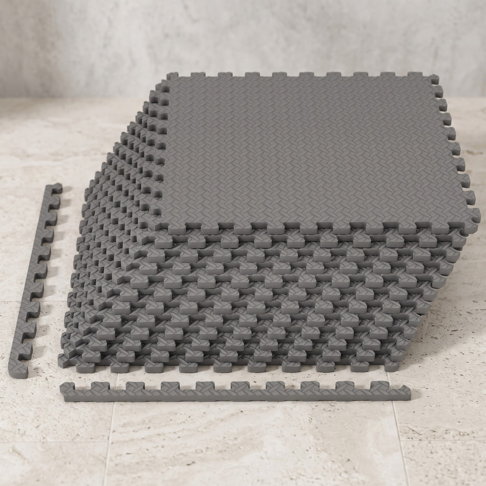 Airfind 24 Tiles Puzzle Exercise Floor Mat with Interlocking EVA Foam and Non-Slip Texture for Home Gym Equipment Protection, Gray