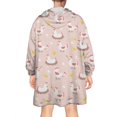 thumbnail image 2 of Wearable Oversized Blanket,Pink Chicken White Brown Pattern Wearable Blanket Hoodie for Adults,Cozy Hooded Blankets with Super Pockets,Super Warm Fuzzy Pullover for Women & Men, 2 of 6