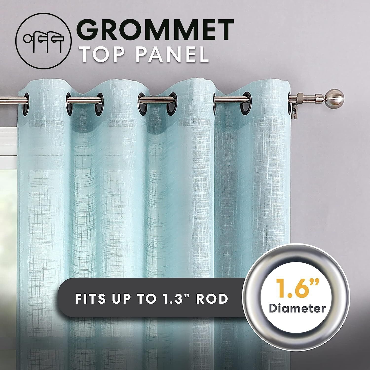 Hampton Home 2 Piece Luxury Semi Sheer Grommet Top Curtain Panel Pair - Assorted Colors