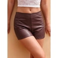 thumbnail image 6 of LMLYSoH Womens Mini PU Leather Shorts Casual Stylish Solid Color Zip Side Mid Rise Shorts for Daily Life Party and More, 6 of 9