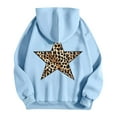 thumbnail image 4 of SwiftWear Womens Oversized Hoodies Fashion Leopard Star Print Hooded Sweatshirts with Pocket Drop Shoulder Fall Tops Light Blue, 4 of 5
