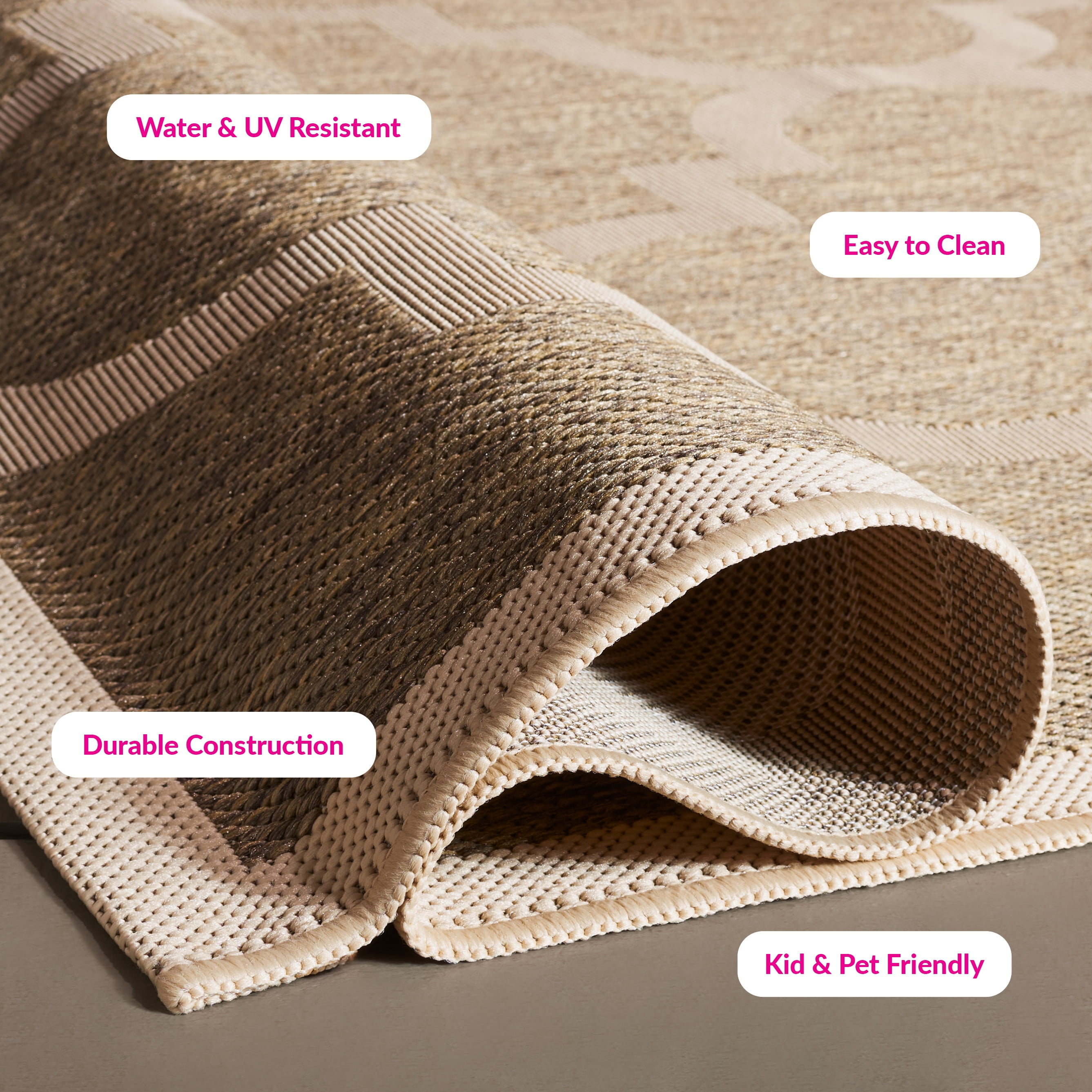 Safavieh Courtyard Becky Geometric Indoor/Outdoor Area Rug, Brown, 5'3" x 5'3" Square