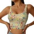 thumbnail image 3 of Goofa Retro Geometry Printed Sports Bras for Women, High Impact Running Bra Workout Crop Tank Tops Longline Sports Bra Push up-XX-Large, 3 of 9