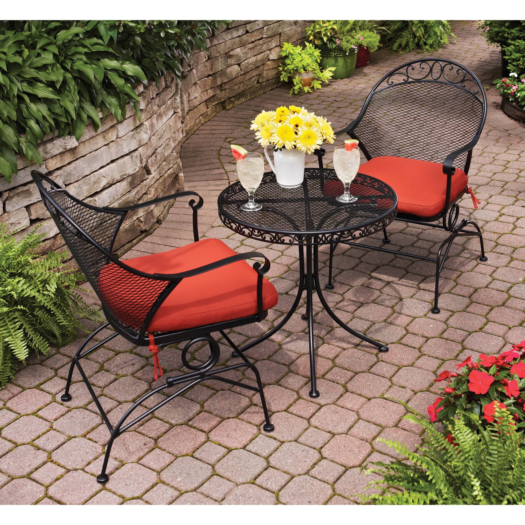 Patio Bistro Set Better Homes and Gardens Tulip 3 Piece Outdoor Chair table set 