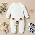 thumbnail image 4 of NZRVAWS Newborn Baby Boys Romper 9 Months Baby Boys Bear Print Jumpsuit Onesies 12 Months Baby Boys Bodysuit Single Breasted Design Winter Romper,White, 4 of 7