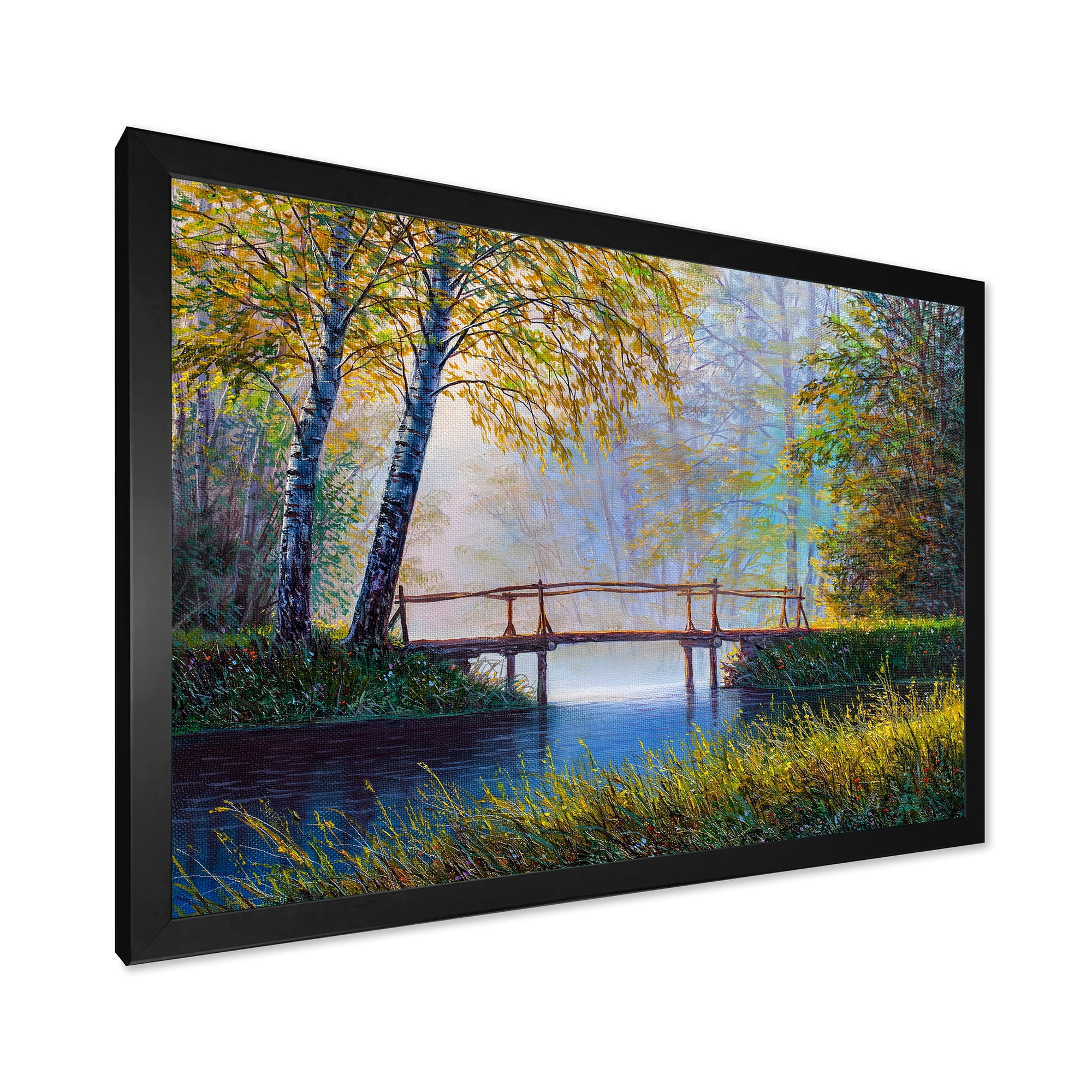 Designart 'Sunrise Glow and The Awakening Spring Forest' Lake House Framed Art Print