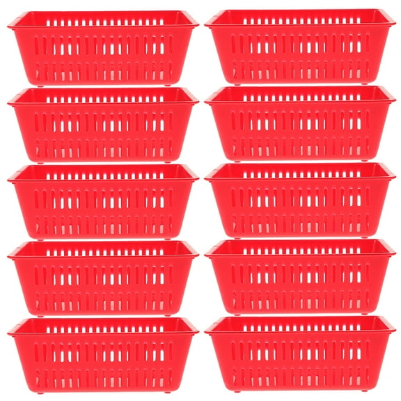 WORGEOUS  10 Pcs Play Center Plastic Basket Coin Container for Pantry Organizers and Storage Red