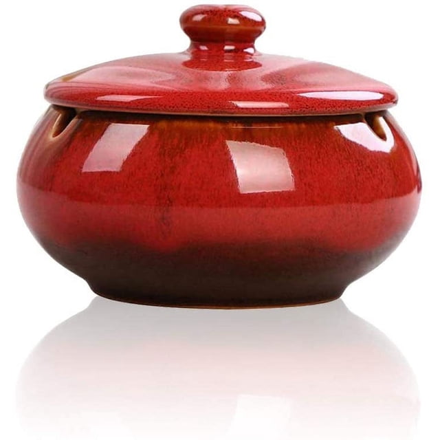Cenicero de cerámica con tapas, a prueba de viento, cenicero de cigarrillos para uso interior o exterior, cenicero para fumadores, bandeja de ceniza de escritorio para decoración de oficina en el