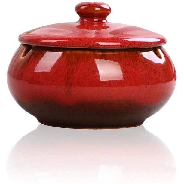 Cenicero de cerámica con tapas, cenicero de cerámica hecho a mano para decoración de interiores de oficina en casa