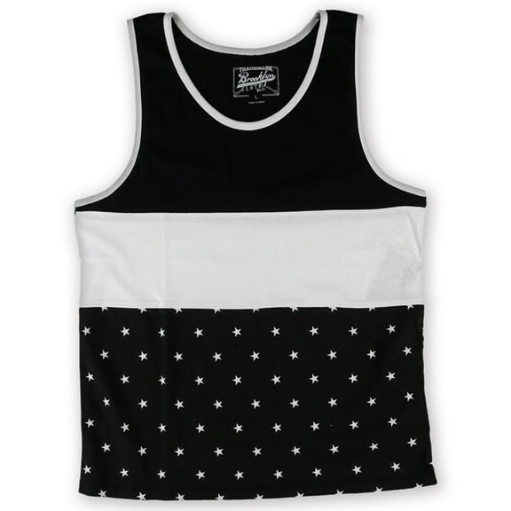 BKC Mens Pieced Flag Tank Top, Black, Large