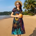 thumbnail image 4 of Disketp Mandala Colorful para Vestido de Manga Corta para Mujeres, Vestidos de Verano para Mujeres, Casual y Holgado para la Playa, 4 of 6
