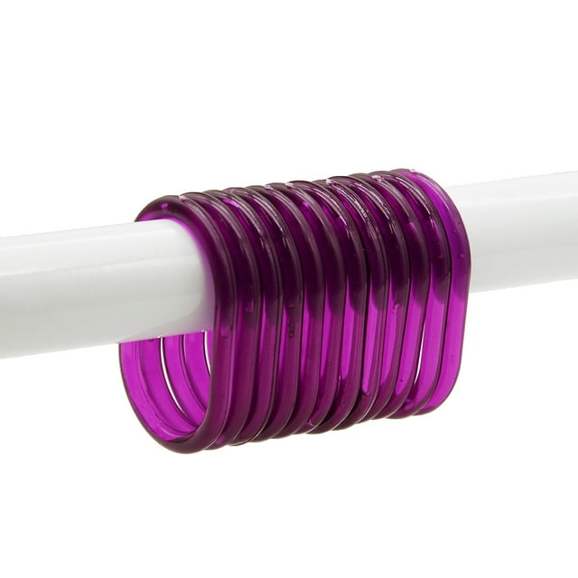 Anneaux de Rideau de Douche en Plastique Transparent Violet - Ensemble de 12