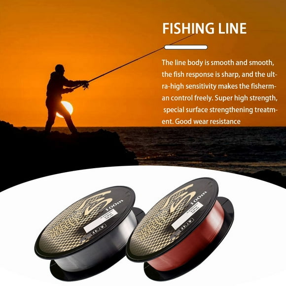 Fishing Line Spool Outdoor Camping River thread nylon fishing line Sea Pond Nylon Fishing Thread Angling Accessory, Coffee Red, Size 2.0