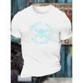 thumbnail image 1 of Letter And Skull Print Men's Creative Top, Casual Short Sleeve Crew Neck T-shirt, Men's Clothing For Summer Outdoor, 1 of 5
