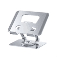 thumbnail image 1 of Universal Laptop Stand with 360° Rotating Base, Adjustable Height Multi-Angle, Foldable Mounted Reading Bookshelf Silver, 1 of 7