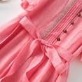 thumbnail image 5 of GaThRRgYP Maxi Summer Dress Floral Print,Women's Elastic Waist Loose and Comfortable Solid Color Doll Shirt Linen Dress Hot Pink M, 5 of 9