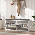 thumbnail image 4 of Vividwood 39.4" Shoe Storage Bench with Cushioned Seat and 2 Flip Drawers for Entryway (White), 4 of 5