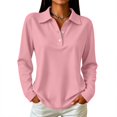 thumbnail image 2 of Womens Long Sleeve Polo Shirts Button Down Soft Breathable Collared Retro Golf Office Everyday Tops, 2 of 7