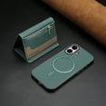 thumbnail image 4 of Allytechgroup 2-in-1 Magnetic Wallet Case for Apple iPhone 16, Detachable Card Holder with Zipper Pocket RFID Blocking Kickstand PU Leather Protective Flip Cover with 6 Slots, Green, 4 of 6
