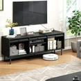 thumbnail image 4 of 59 Inch TV Stand for TVs up to 65 Inch, Entertainment Center with Power Outlet, Mid-Century Modern TV Console with Storage, Adjustable Shelf & Sliding Doors, TV Stand for Living Room (Black), 4 of 9