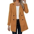 thumbnail image 6 of Fnooota Womens Mid-length Peacoats, Lapel Collar Long Sleeve Double Breasted Winter Blended Wool Coats for Women Khaki Size S-2XL, 6 of 8
