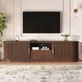 thumbnail image 6 of 67" Vintage Walnut TV Stand for TVs up to 75", Farmhouse Fluted Media Console with Sliding Slatted Doors, 6 of 9