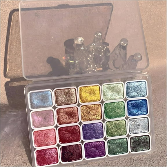 Lisilinka Metallic Glitter Watercolors, Lisilinka Metallic Watercolor Paint Set Professional,20 Colors Shimmer Metallic Watercolor Paint Set