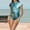 Light Blue, variant on Hvot&aat Women's Two Piece Split Swimsuit Crew Neck Short Sleeve Top With BoyShorts Trunks Casual Blouson Print Swimwear