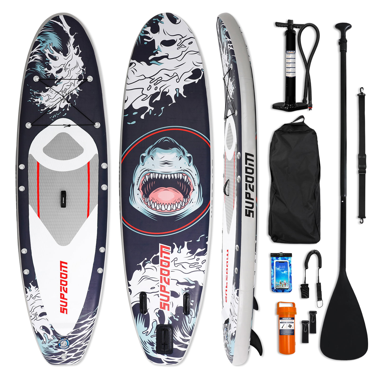 for All Skill Levels With Adjustable Paddle/Fin/Pump/Leash/Backpack/Repair Kit All-inclusive Accessories Inflatable Stand Up Paddle Board 106 and 10 Durable Lightweight Touring iSUP 