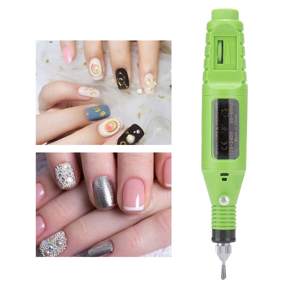 Riousery Professional Electric Manicure Nail Toe Drilling Machine with 30Pcs Grinding Head Set, High Speed Portable Efile for Acrylic Nails and Gel Polish Removal, 100-240V Green (8.6 inches / 22 cm)