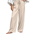 thumbnail image 2 of jjayotai Women Wide Leg Pants Elastic High Waisted Drawstring Palazzo Pants Flowy Beach Outfits Work Business Casual Trousers, 2 of 6