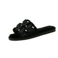 thumbnail image 2 of Viluyesy Womens Fuzzy Slide Slippers, Open Toe Fashion Pearls Soft Warm Memory Foam Slip On House Slipper Black, 2 of 6