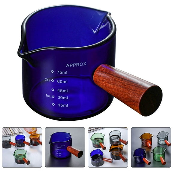 Pretyzoom Small Milk Frothing Pitcher Coffee Container Blue Glass 1Pcs