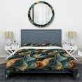 thumbnail image 3 of Designart "Essence of Gold and Teal Cosmic I" Marble Bedding Covert Set - Glam Bed Set With 2 Shams, 3 of 5