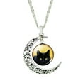 thumbnail image 2 of AYYUFE Women's Hollow Crescent Black Cat Glass Pendant Link Chain Necklace, 2 of 5