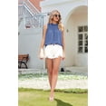 thumbnail image 5 of Womens Ruffle Neck Sleeveless Tank Tops Fancy Blue S, 5 of 8