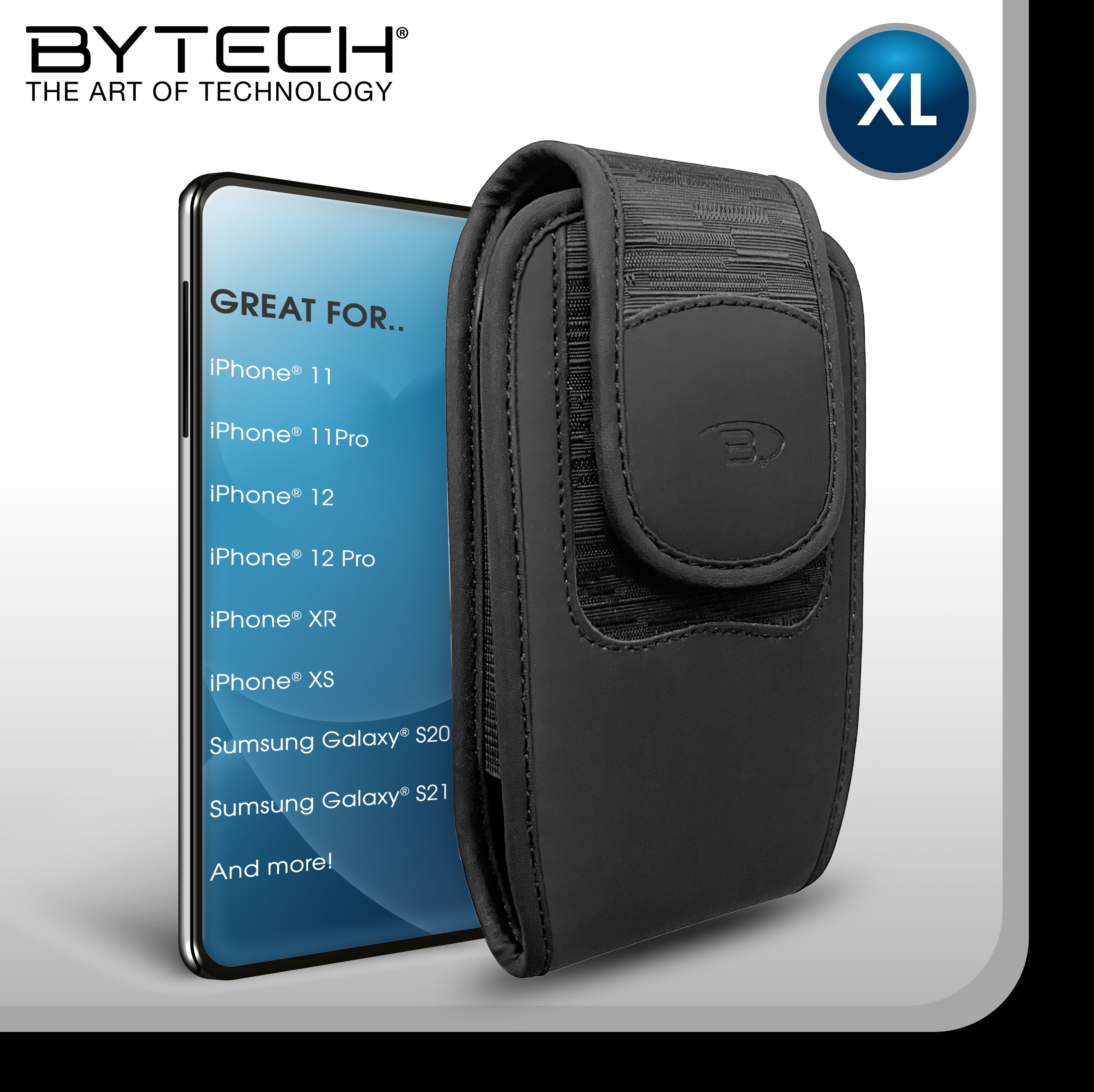 Bytech Extra Large Vertical Universal Smartphone Holster Case  Compatible with iPhone 11/11 Pro/12/12 Pro/XR/XS, Samsung Galaxy S20 Plus/S21 Plus