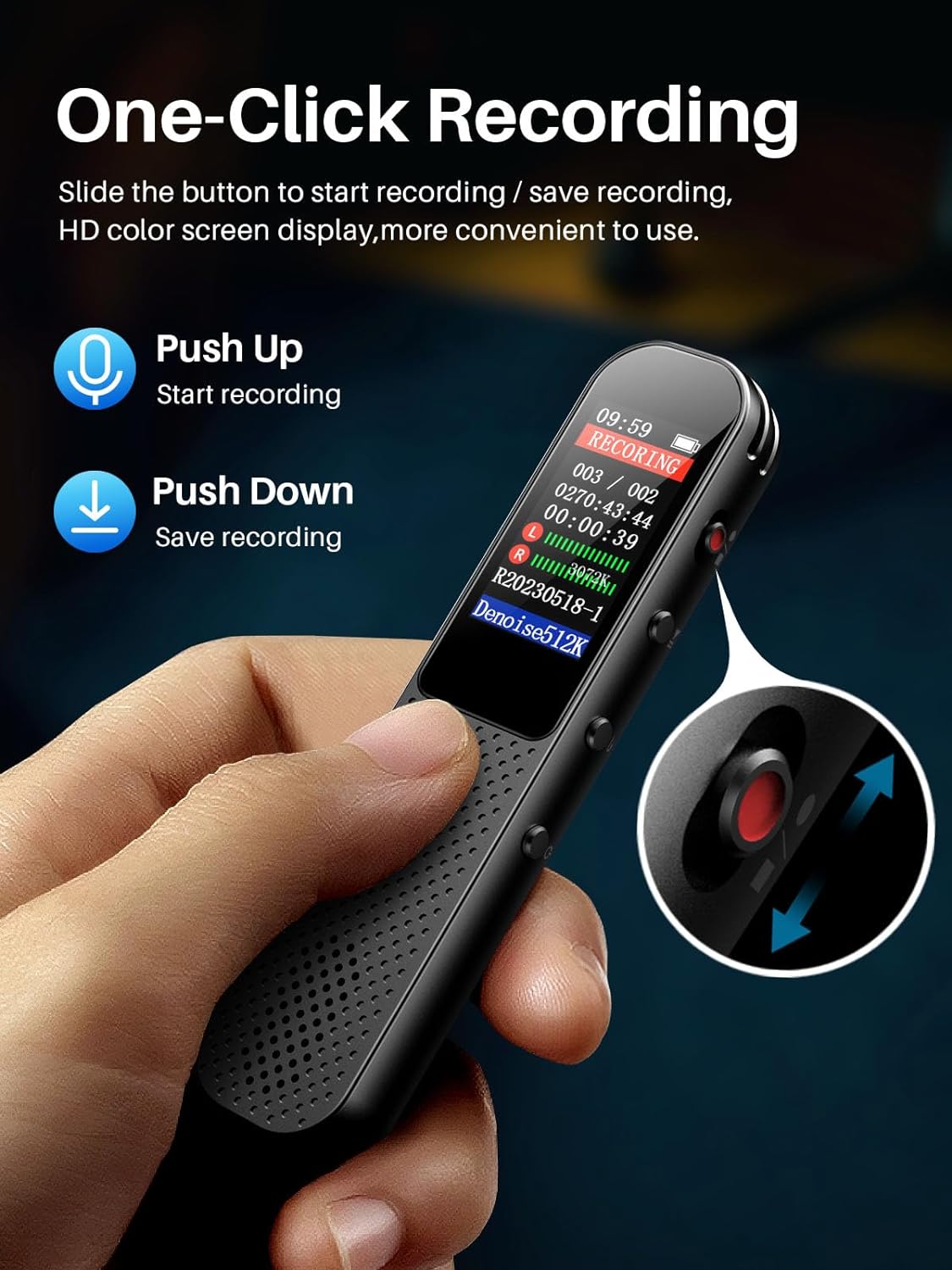 64GB Digital Voice Recorder AEKOMi Tape Recorder for Lecture,Meetings,Class,Voice Activated Recording Dictaphone Recording Device Audio Recorder with Playback,Speaker,Password MP3