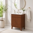 thumbnail image 4 of LUXEYARD 24-in Walnut Freestanding Bathroom Vanity Cabinet with Soft-Close Doors and Ceramic Sink, 4 of 8