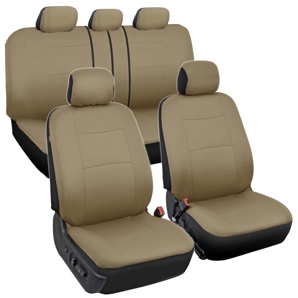 Beige Car Seat Covers Full 9pc Set Sleek & Stylish Split Option