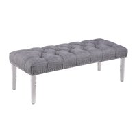 Christine Rectangular Bench with Tufted Seat Clear/Gray