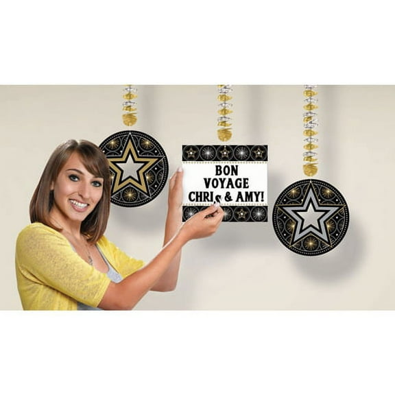 Hollywood 'Glitter Starz' Customizable Hanging Cutout Decorations (3ct)