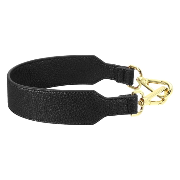 Uxcell 16 Inch Leather Purse Strap, Pebbled Pattern Short Leather Handbag Strap Replacement with Light Gold Buckle for Women DIY Handbags Underarm Bags Shoulder Bags, Black
