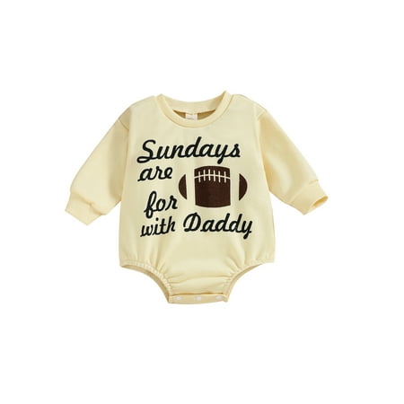 

Ma&Baby Infant Baby Football Sweatshirt Romper Rugby Long Sleeve Bodysuit Fall Outfit