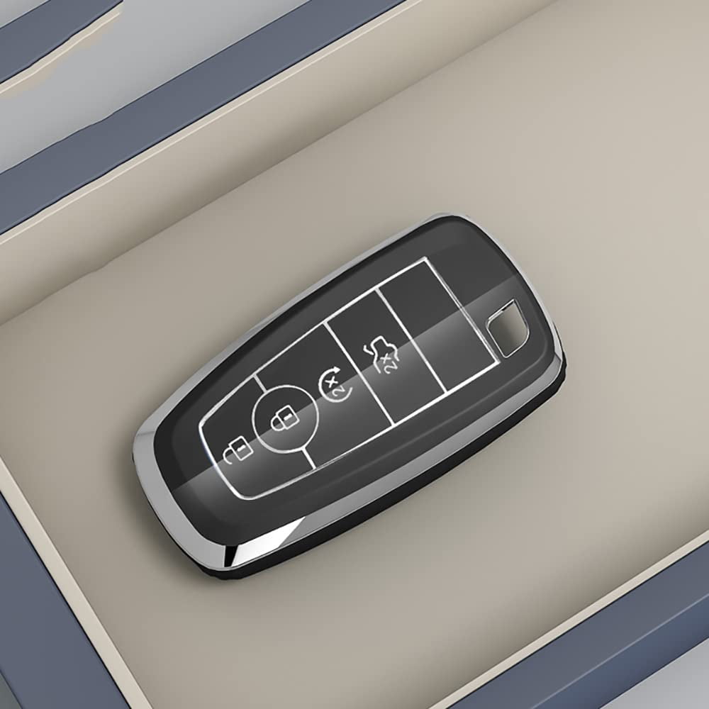 4-Button Key Fob Cover Compatible with Ford Explorer Bronco Expedition Car Key Holder Full Protection for Escape Edge Maverick 2017-2022