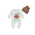 thumbnail image 2 of Thanksgiving Baby Girl Boy Outfit Long Sleeve Gobble Romper 3M 6M 12M 18M Turkey Bodysuit Jumpsuit Fall Winter Clothes, 2 of 10
