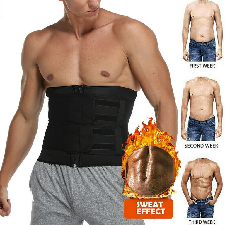 COMFREE Sauna Waist Trimmer Belt Men Workout Fitness Waist Trainer Sweat AB  Belt with Adjustable Double Straps