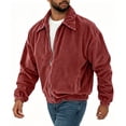thumbnail image 4 of LODIENY Corduroy Bomber Jacket for Men with Pockets Long Sleeve Collared Zip Up Relaxed Fit Dropped Shoulder Jackets Red S, 4 of 7