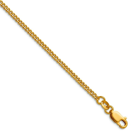 1/20 14k Gold Filled Solid 2.0mm Curb With Lobster Clasp Chain Necklace 16 Inch Chain Necklace for Women and Men